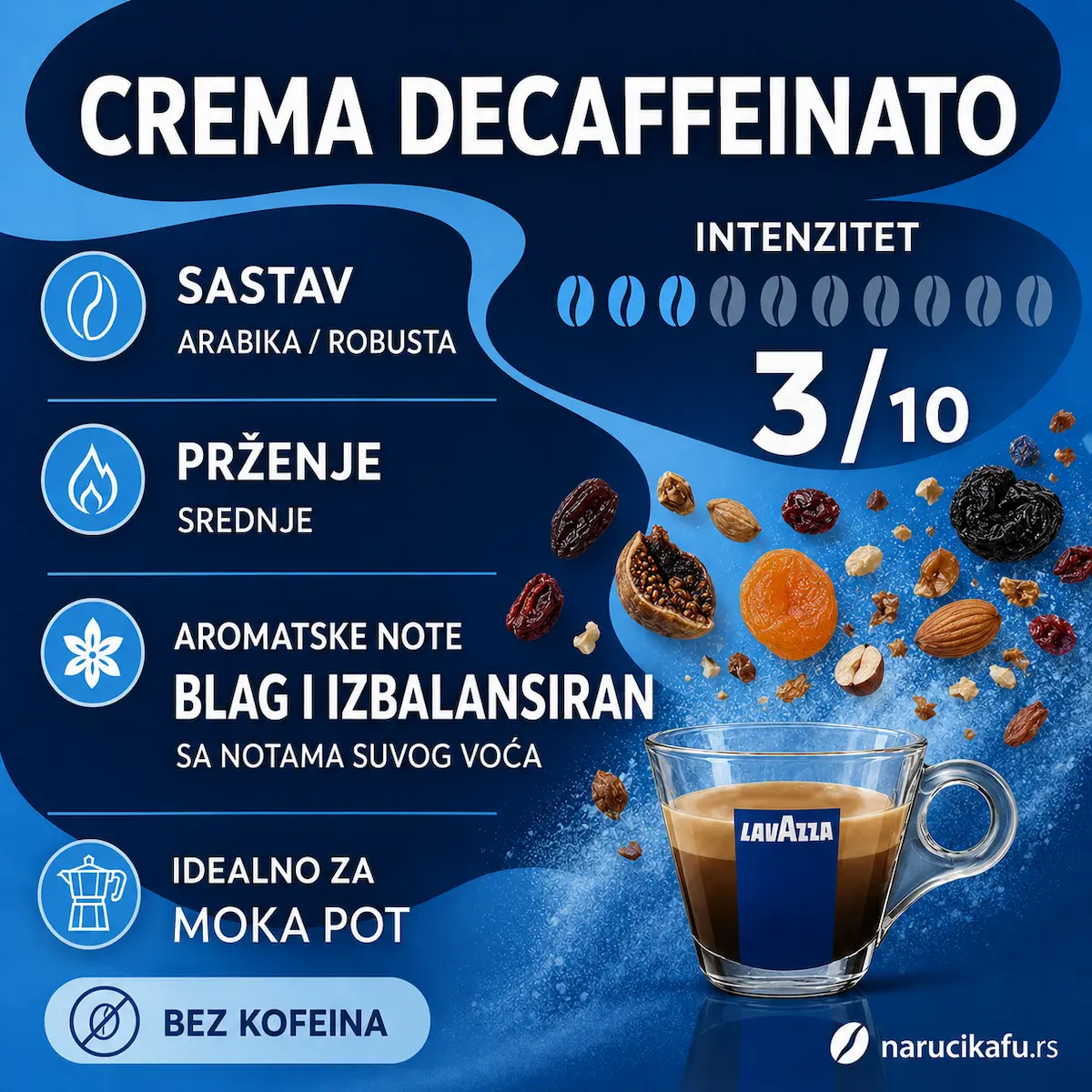 Lavazza Decaffeinato 250gr mlevena kafa bez kofeina