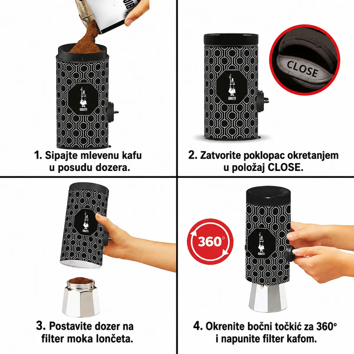 Bialetti Dosacaffè Dozer za Mlevenu uputstvo
