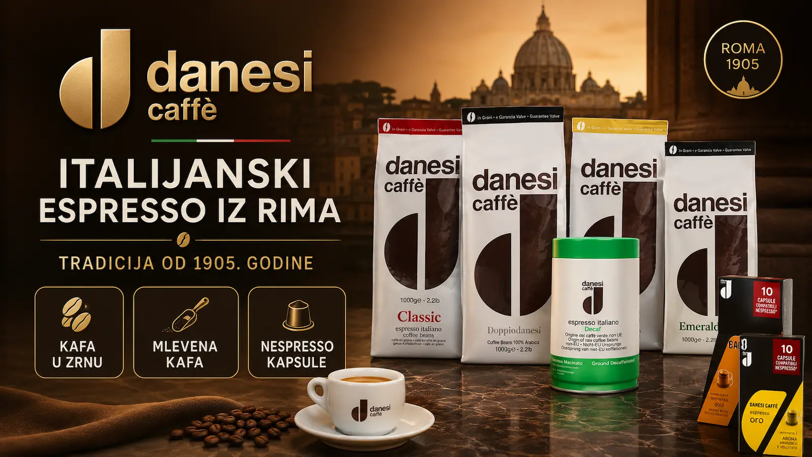 Danesi kafa – italijanski espresso iz Rima